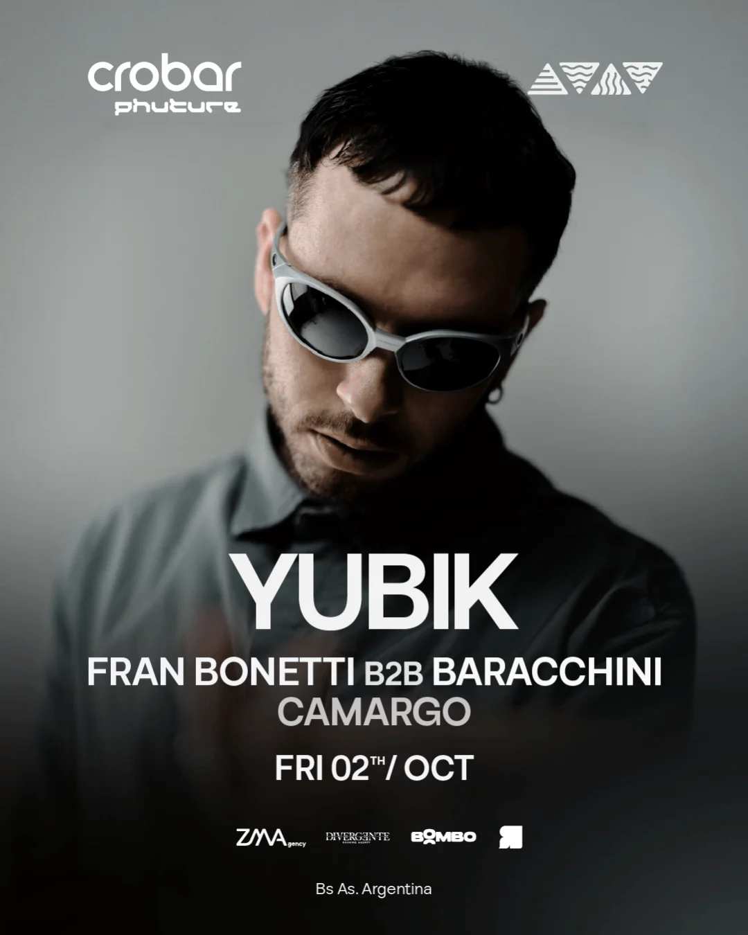 Flyer de YUBIK, FRAN BONETTI B2B BARACCHINI CAMARGO